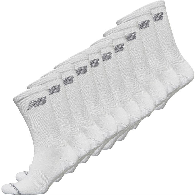 New Balance Ten Pack Cushioned Crew Socks White