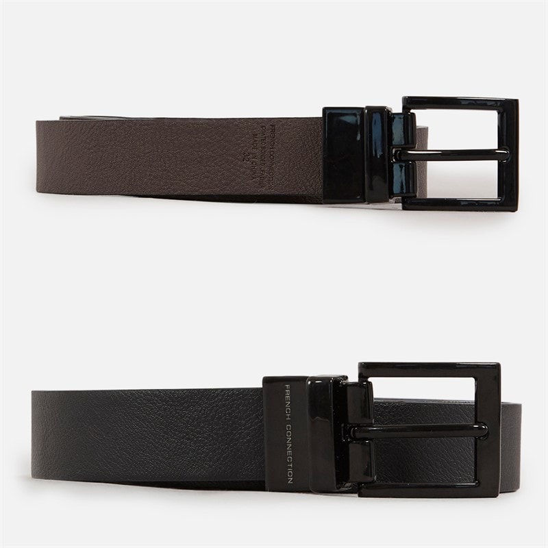 French Connection Mens FC Black Reversible Belt Black/Brown
