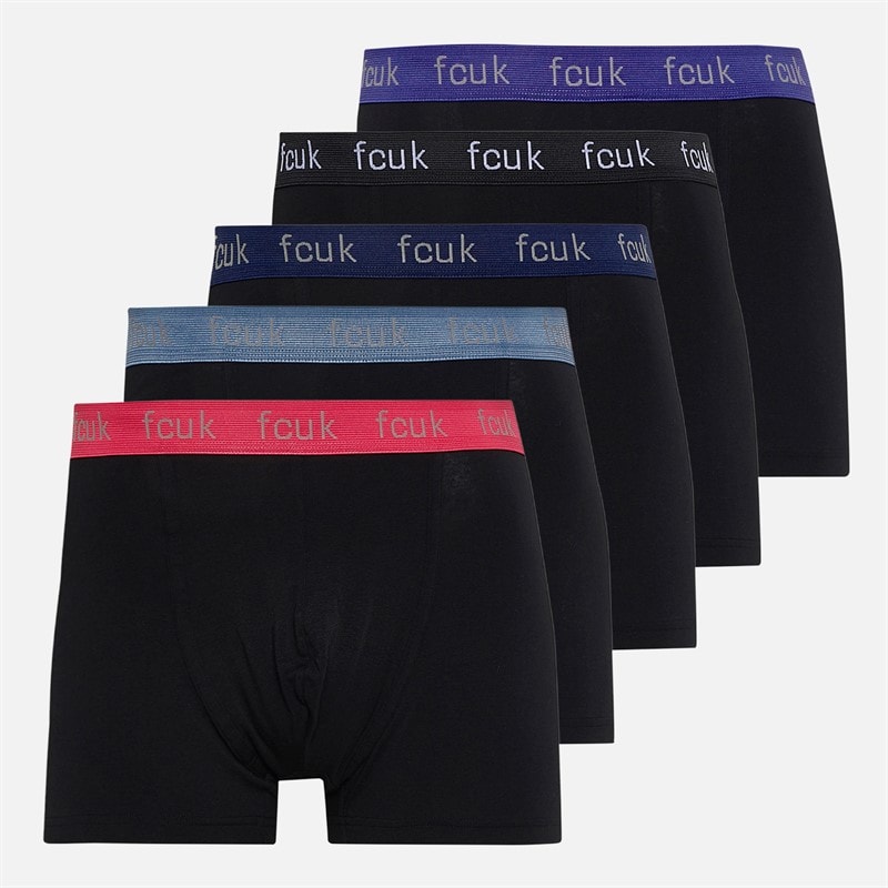 French Connection Mens FCUK Five Pack Boxers FCUK 20 Black