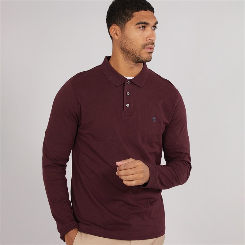 French Connection Mens Long Sleeve J Polo Shirt Chateaux/Marine