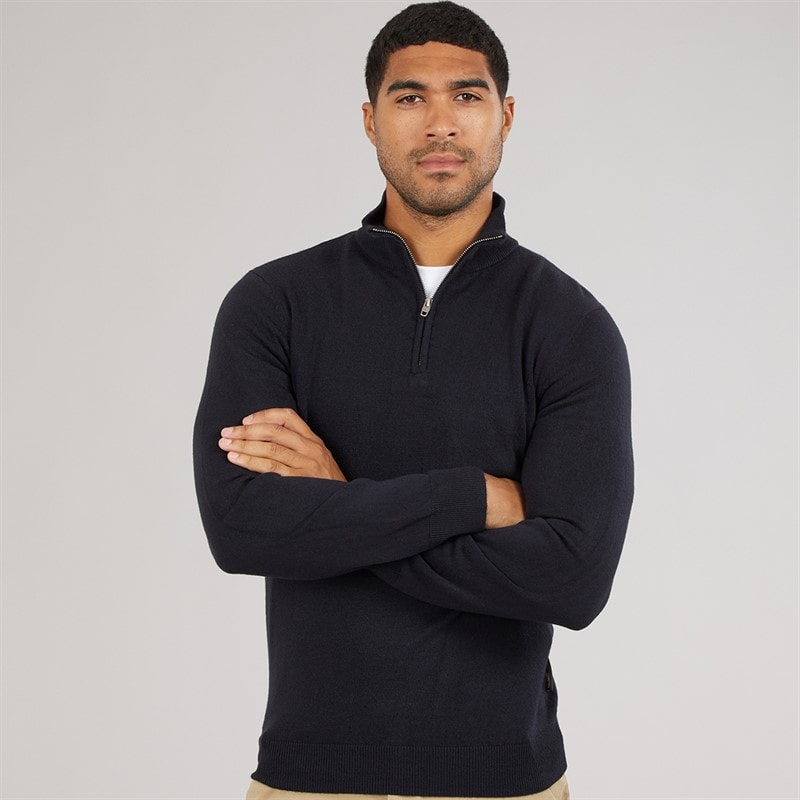 French Connection Mens Cash Half Zip Jumper Marine