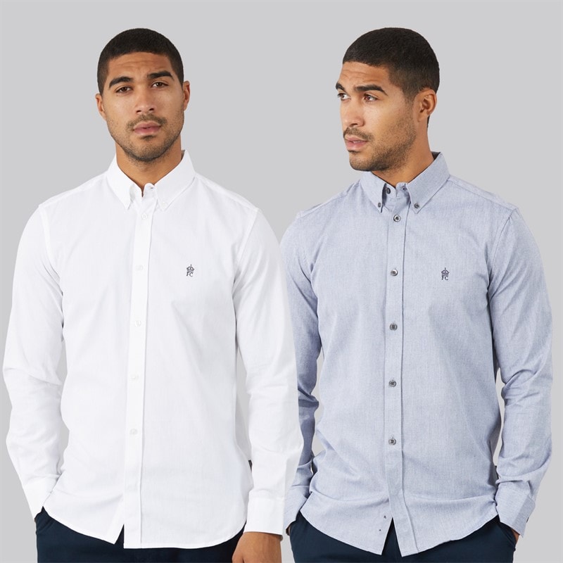 French Connection Mens Two Pack Oxford Shirts White/Marine