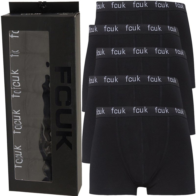 French Connection Mens FCUK Five Pack Boxers FCUK 2 Black