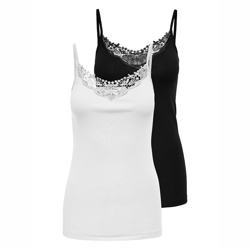 Only Womens Two Pack Vests /White Black
