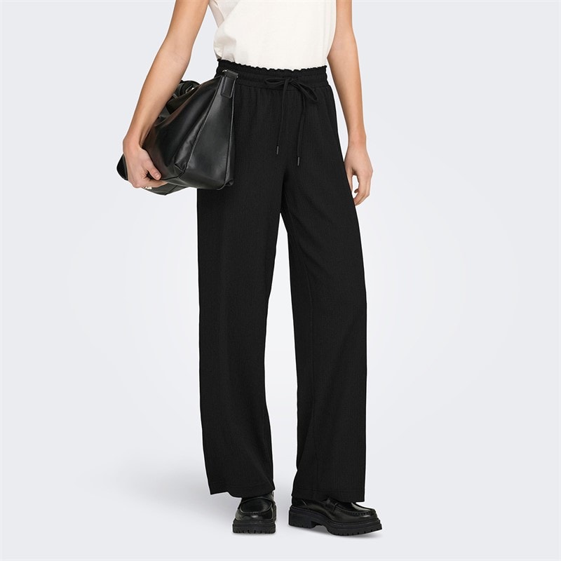 Only Womens Wide Leg Trousers Black
