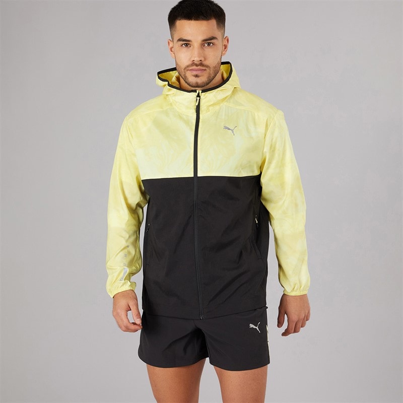 Puma Mens Run Lightweight Marble Running Jacket Black/Yellow