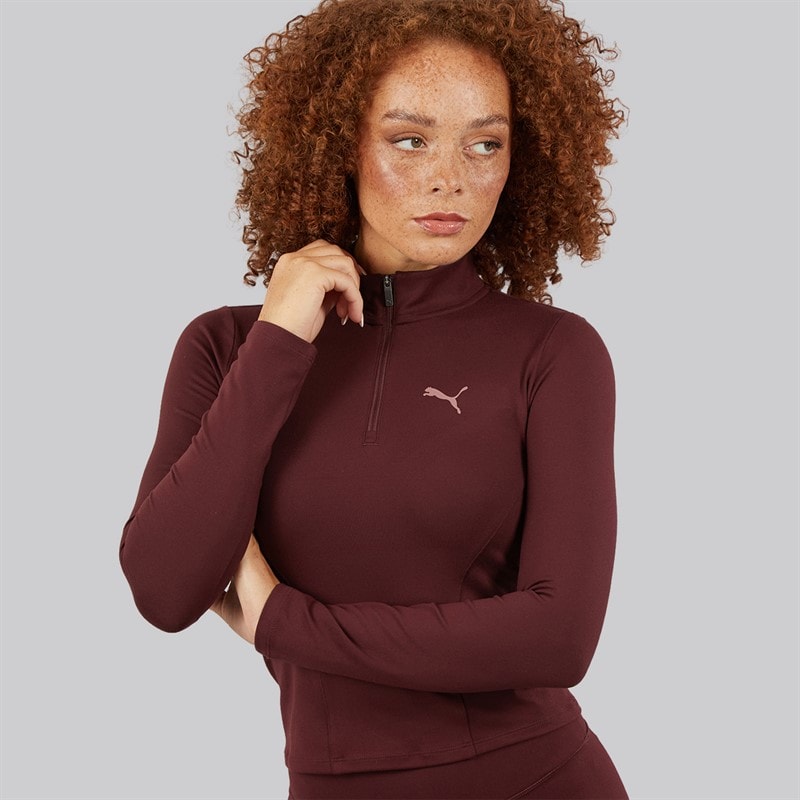 Puma Womens Train 1/2 Zip Training Top Aubergine
