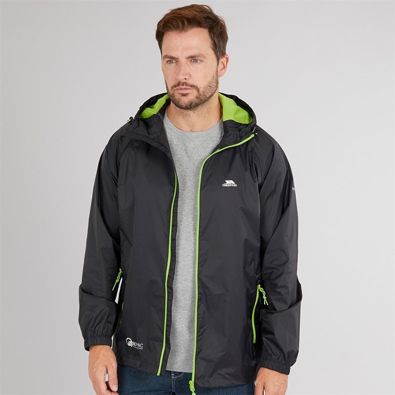 Trespass Mens Qikpac Waterproof Packable Jacket Black