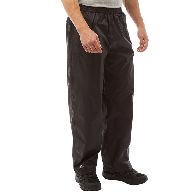 Trespass Mens Qikpac Waterproof Packable Trousers Black