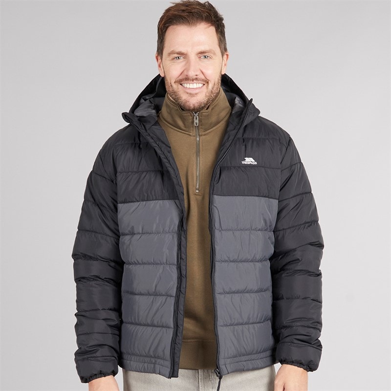 Trespass Mens Oskar Padded Hooded Jacket Black/Charcoal