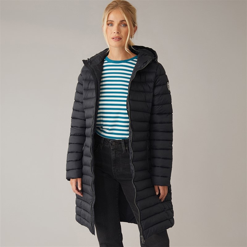 Trespass Womens Briarlea Padded Hooded Long Coat Black