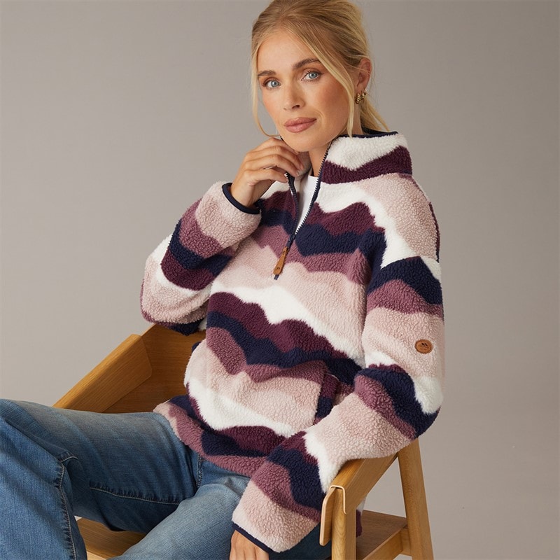 Trespass Womens Clodagh Mountain Print 1/2 Zip Fleece Purple
