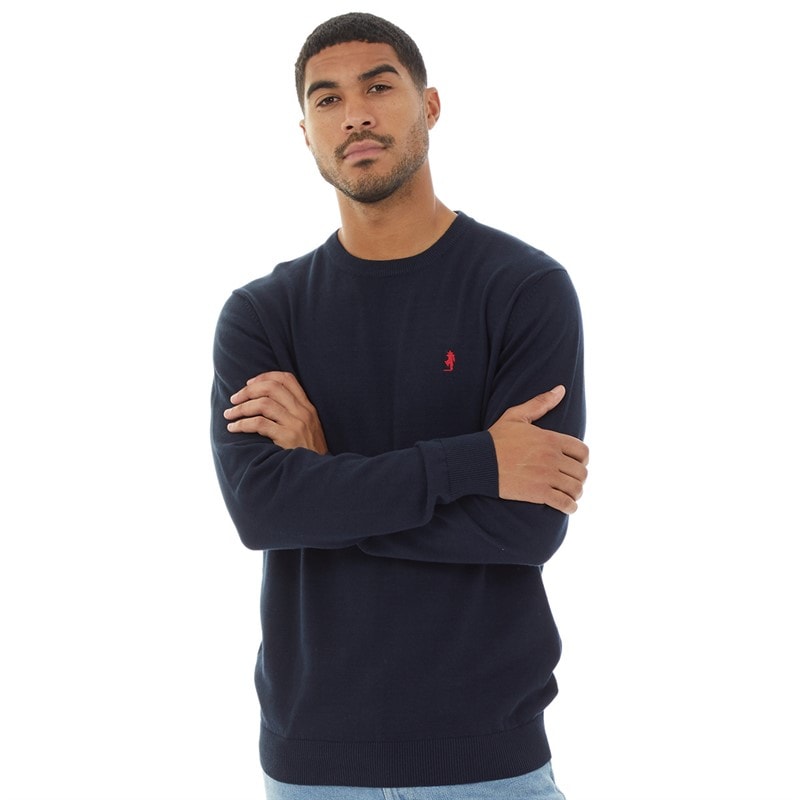 MCS Mens Crew Neck Ellison Knit Jumper Dark Sapphire