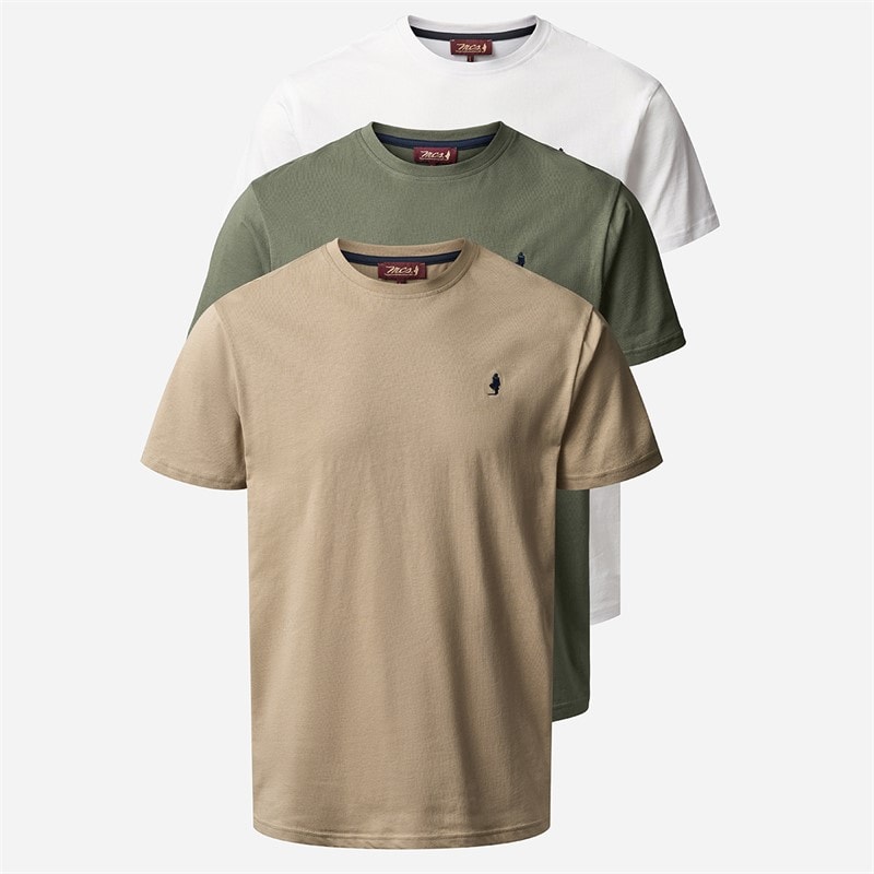 MCS Mens Ohio Three Pack T-Shirts Beetle/Silver Mink/White Beetle/Silvermink/White