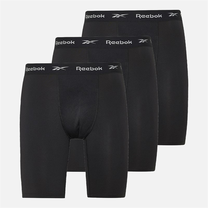 Reebok Mens Hogan Performance Three Pack Long Trunks Black