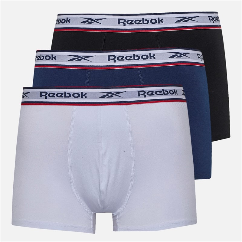 Reebok Mens Barlow Three Pack Cotton Trunks Black/White/Navy