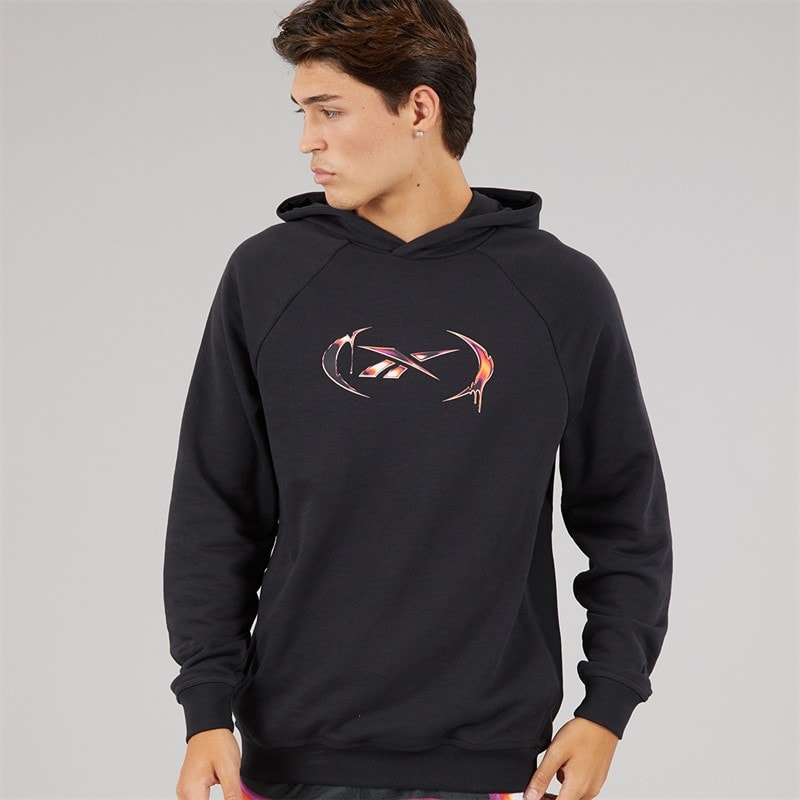 Reebok Mens Reebok Basketball Heat Wave Graphic Hoodie Black