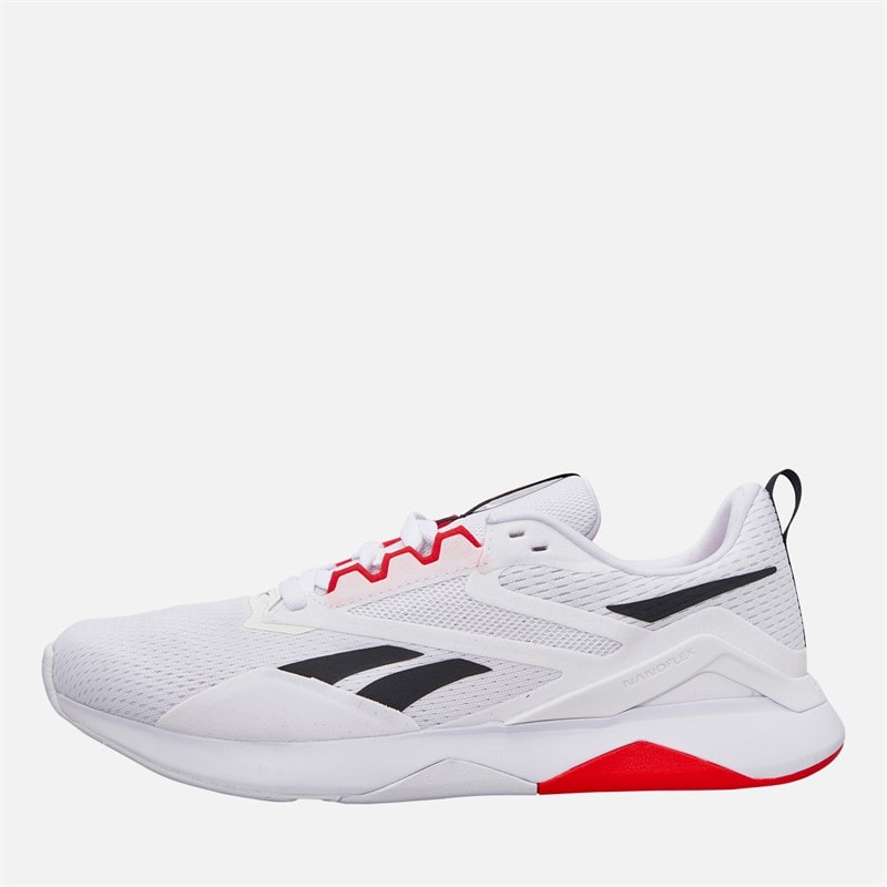 Reebok Mens Nanoflex TR 2 Training Shoes White/Black/Energy Red