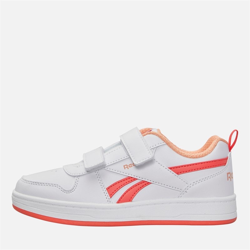 Reebok Girls Royal Prime 2.0 Two Strap Hook And Loop Trainers White/Sunset Coral/Sunkissed Orange