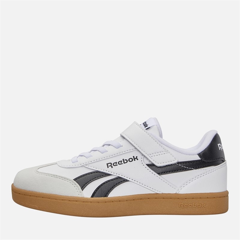 Reebok Kids Smash Edge Elastic Lace And Top Strap Trainers White/Black/Gum