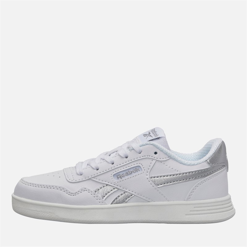 Reebok Junior Girls Court Advance Trainers White/White/Silver Metallic