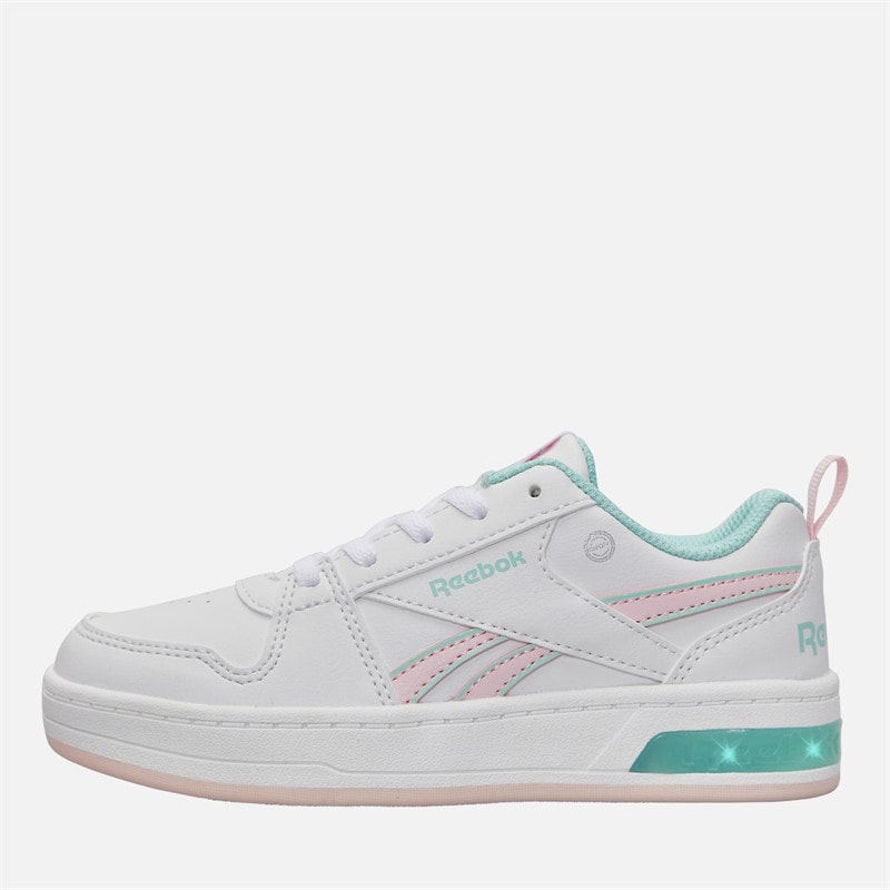 Reebok Girls Royal Prime Step N Flash Trainers White/Frosted Berry/Glitch Aqua