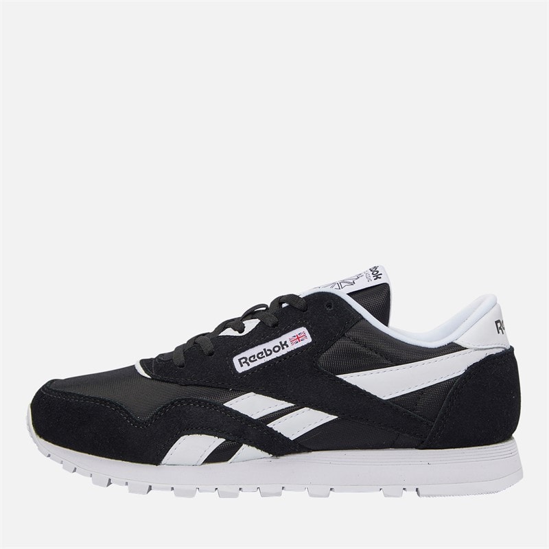 Reebok Junior Boys Classic Nylon Trainers Black/Black/White