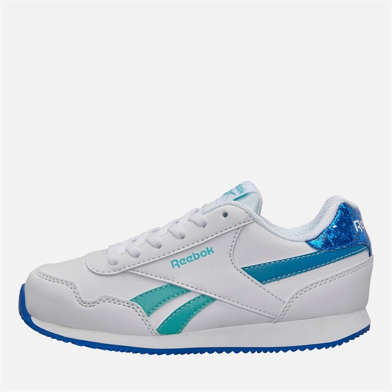 Reebok Girls Royal Classic Jog 3.0 Trainers White/Aqua/Optimum Blue