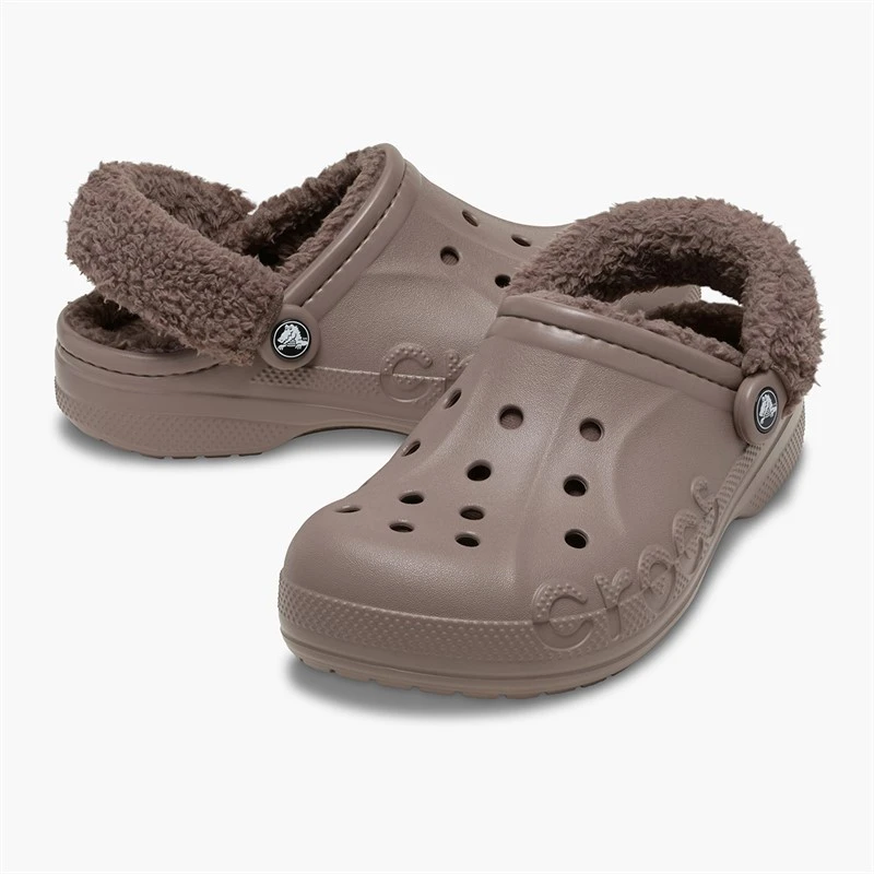 Crocs Baya Lined Fuzz Strap Clogs Truffle