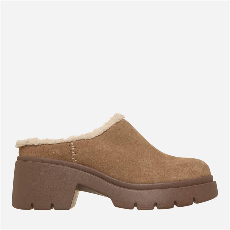 SKECHERS Womens Cozy City Open Back Slippers Chestnut