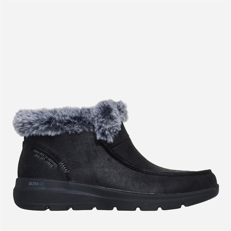 SKECHERS Womens Slip Ins Glacial Untra Cozy Getaway Boots Black