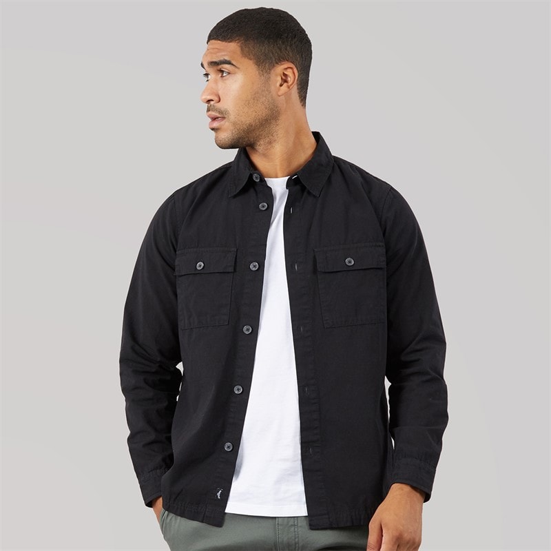 THREADBARE Mens Mini Shacket Black