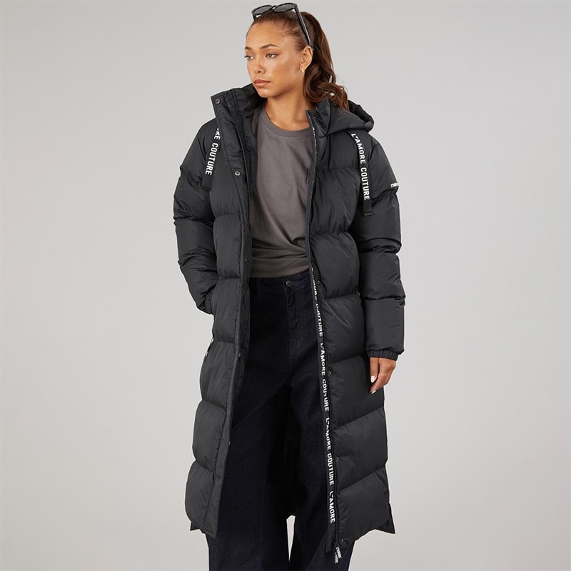 L'amore Couture Womens Bloomingdale Long Puffer Coat Black