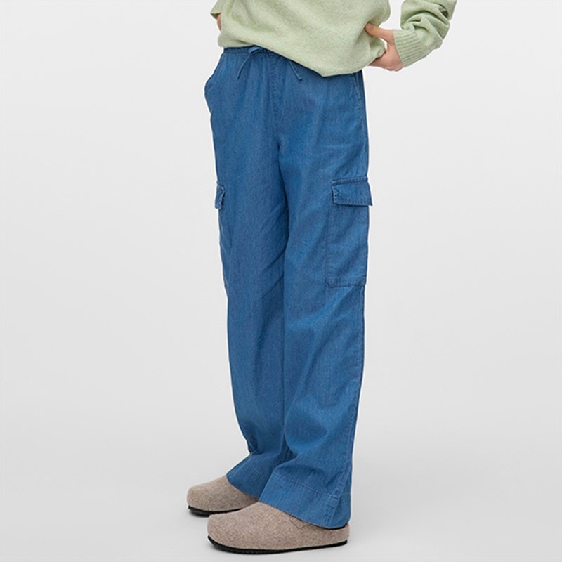 Vero Moda Girls Demi Cargo Trousers Medium Blue Denim