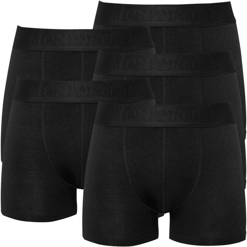Resteröds Mens Five Pack Cotton Boxers Black