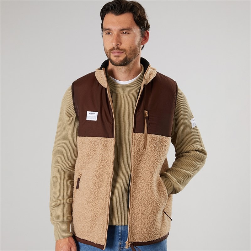 Resteröds Mens Panel Zip Fleece Vest Sand