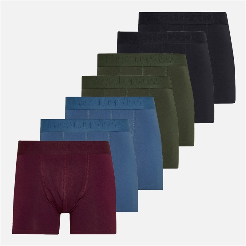 Resteröds Mens Cotton Seven Pack Boxer Trunks Multicolour
