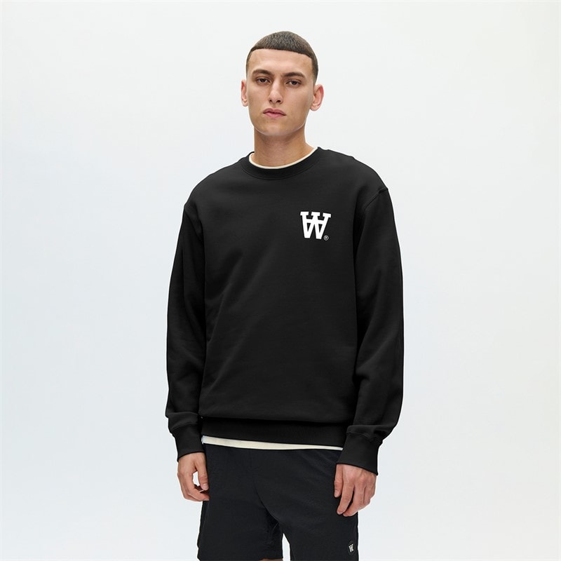 Wood Wood Mens Noel Chest Print Sweatshirt Black