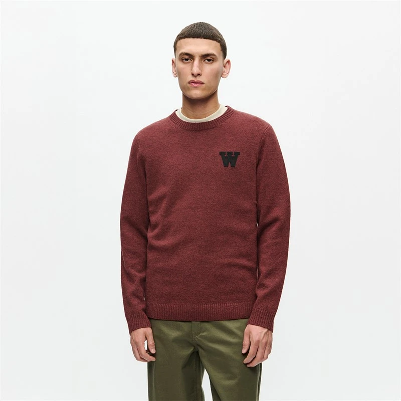 Wood Wood Mens Tay Knitted Jumper Decadent Chocolate Melange