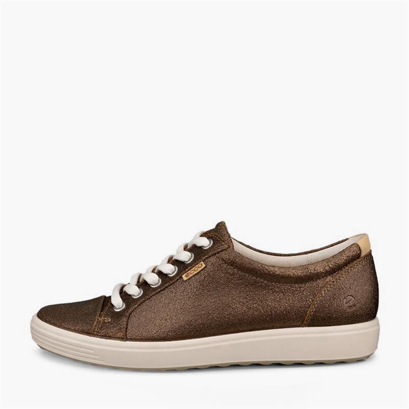 ECCO Womens Soft VII Nubuck Trainers Bronze Antique