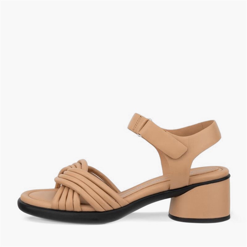 ECCO Womens Sculpted 36 Tube Leather Heeled Sandals Biscuit