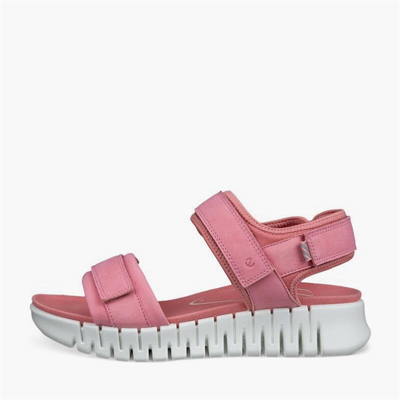 ECCO Womens Gruuv Sol Nubuck Ankle Strap Sandals Old Rose