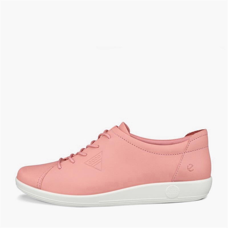 ECCO Womens Soft 2 Anniversary Leather Trainers Old Rose