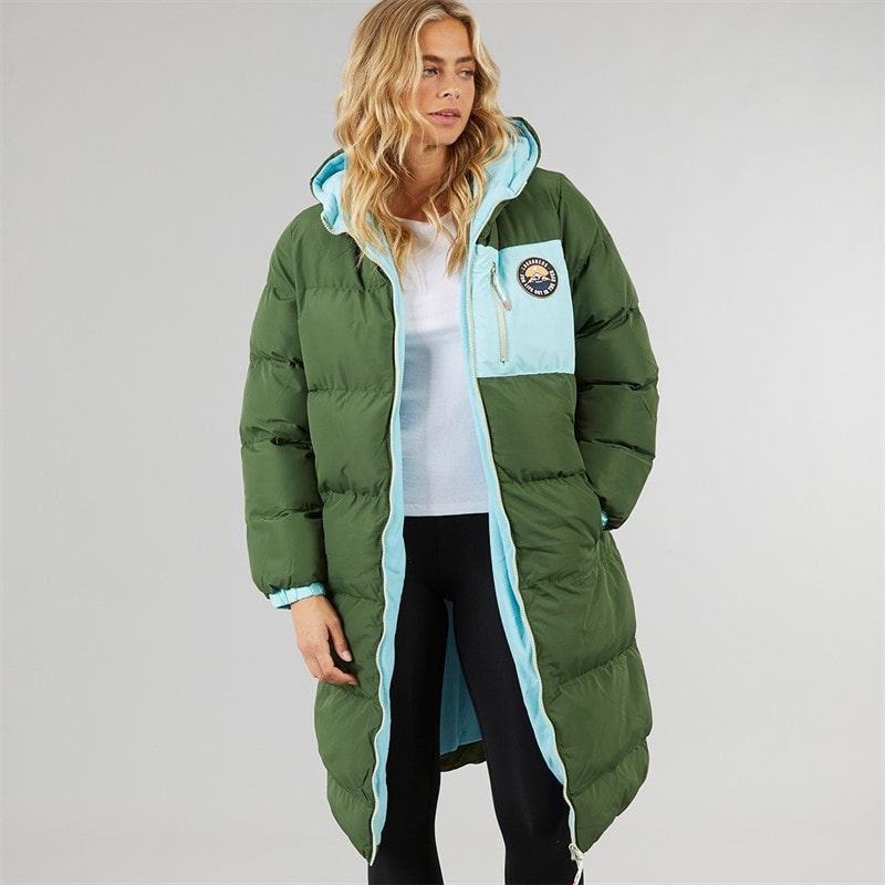 Lagooners Womens Excursion Longline Puffer Coat Forest Green