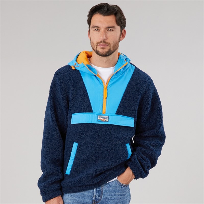 Lagooners Mens Hugo Borg 1/4 Zip Hooded Fleece Blue / Navy / Orange