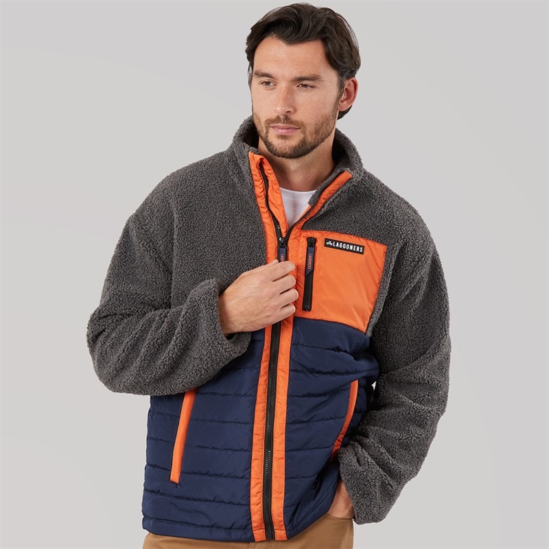 Lagooners Mens Hybrid Jacket Steel Grey/Burnt Orange