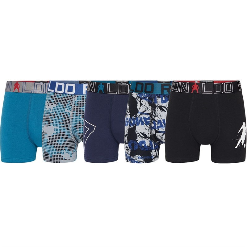 CR7 Boys Five Pack Trunks Multicolour